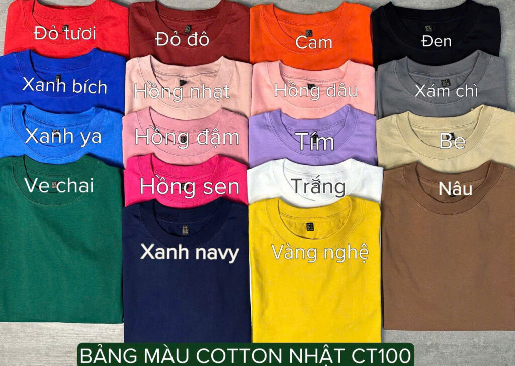 Bảng màu áo thun Teambuilding 100% cotton