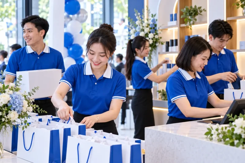Mẫu đồng phục khai trương và ra mắt sản phẩm
