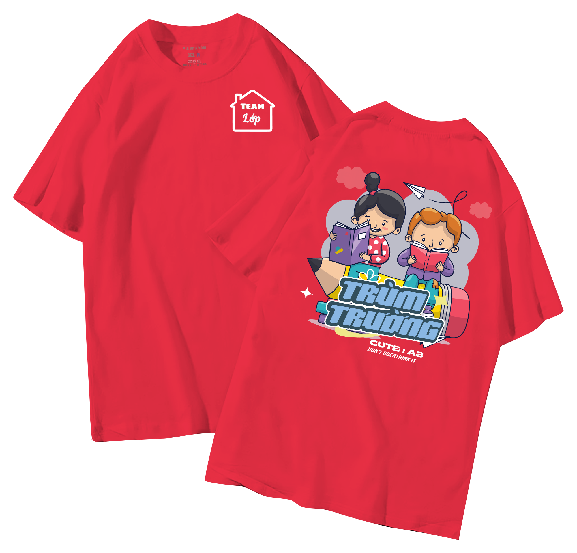 Áo lớp in hình 30.5 D đồng phục áo lớp in hình mới nhất, hình in bên đẹp cute dễ thương