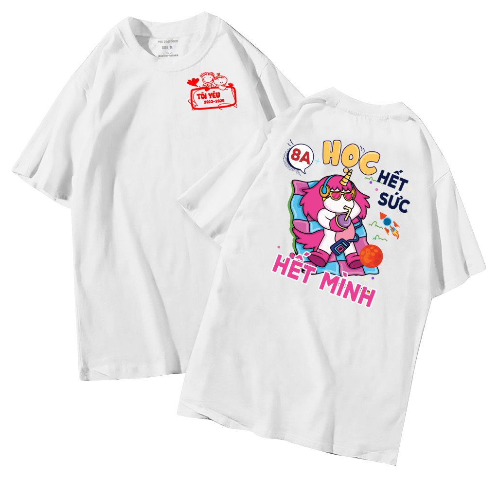 đồng phục áo lớp in hình mới nhất, hình in bên đẹp cute dễ thương