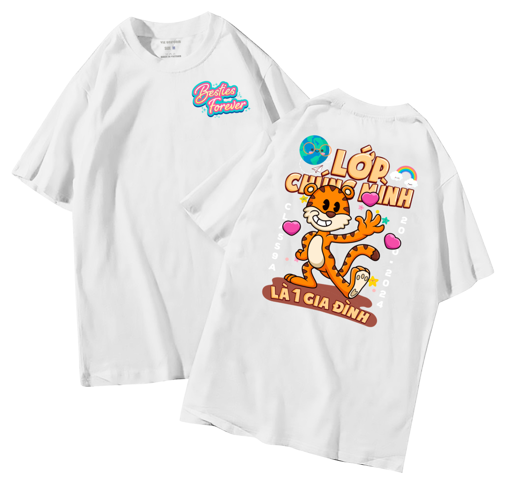 đồng phục áo lớp in hình mới nhất, hình in bên đẹp cute dễ thương