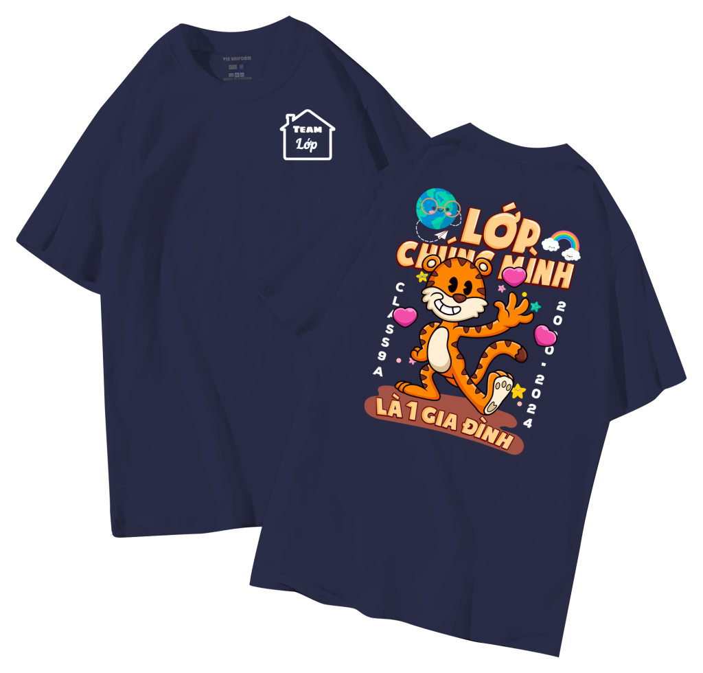 đồng phục áo lớp in hình mới nhất, hình in bên đẹp cute dễ thương