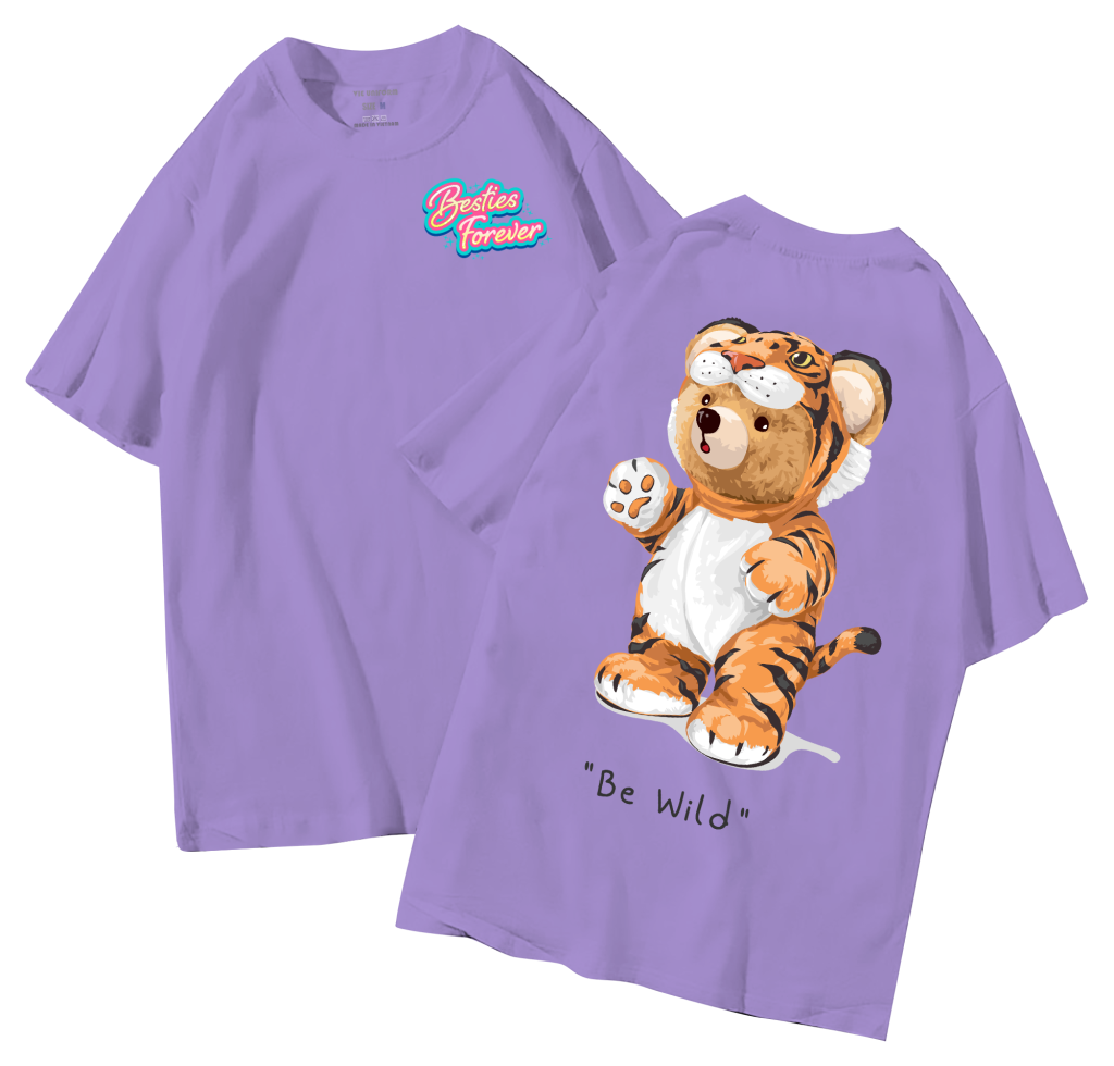 Áo thun lớp in hình Be wild màu tím