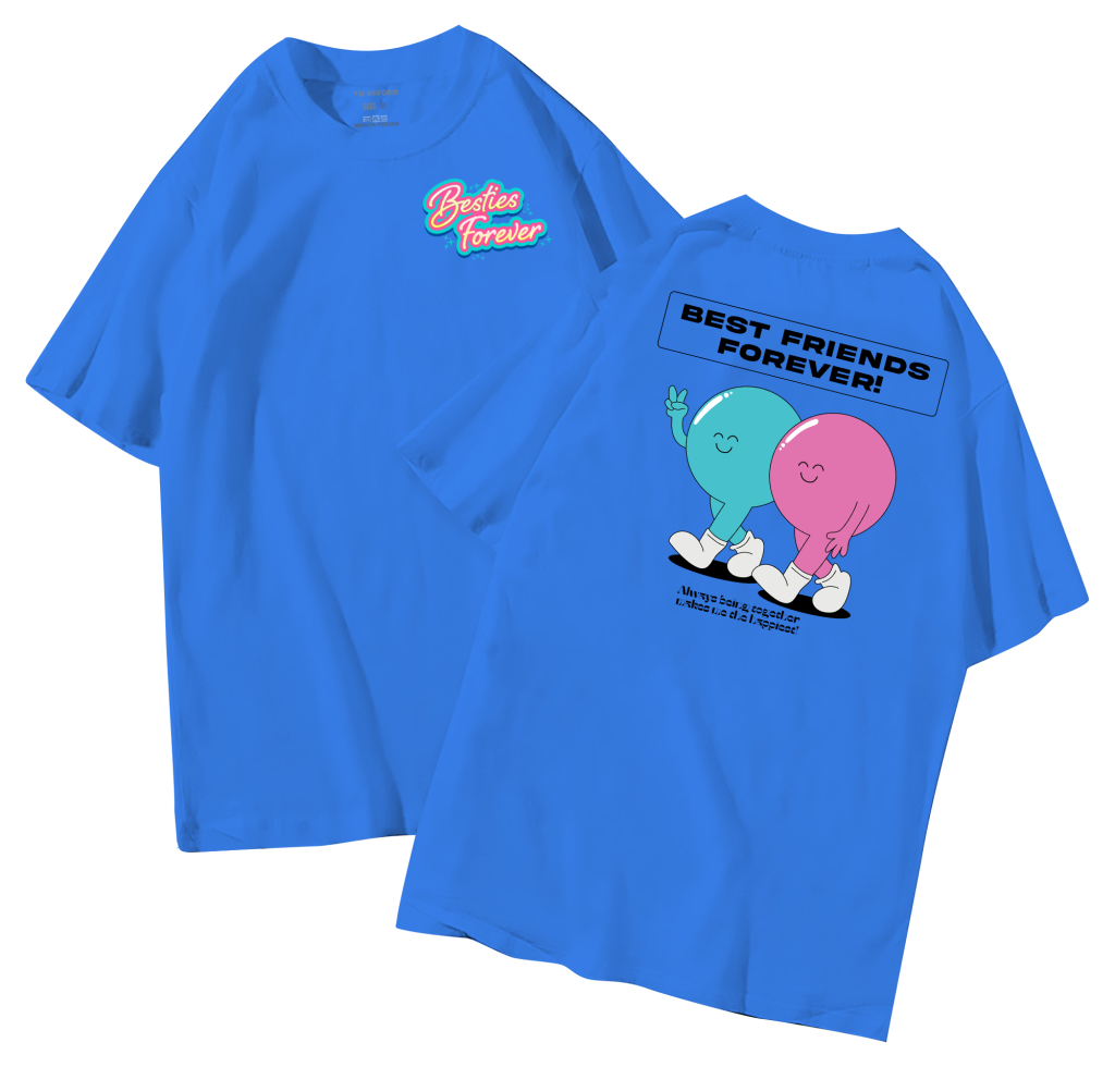 Áo thun lớp in hình Best friends forever màu xanh YA