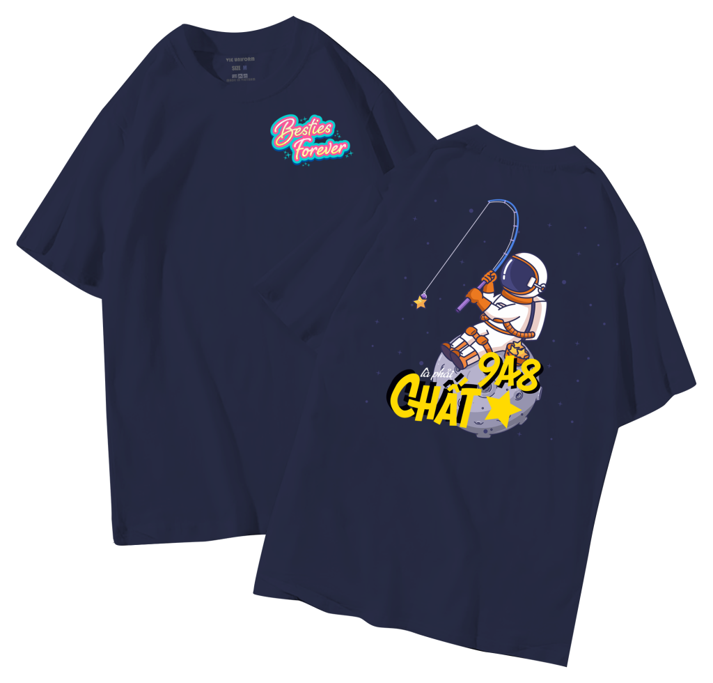 Áo thun lớp in hình 9A8 Chất màu navy