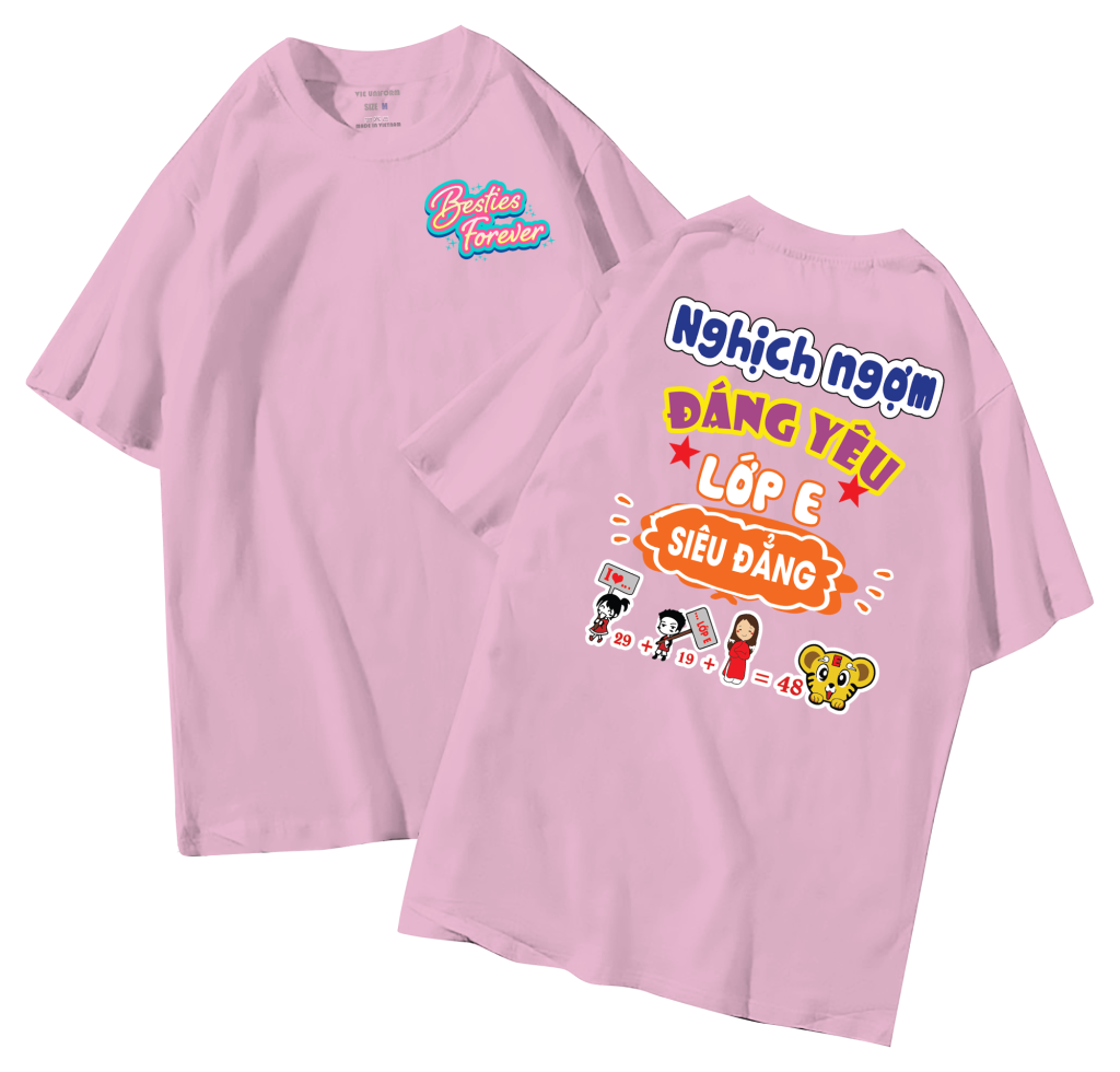 đồng phục áo lớp in hình mới nhất, hình in bên đẹp cute dễ thương