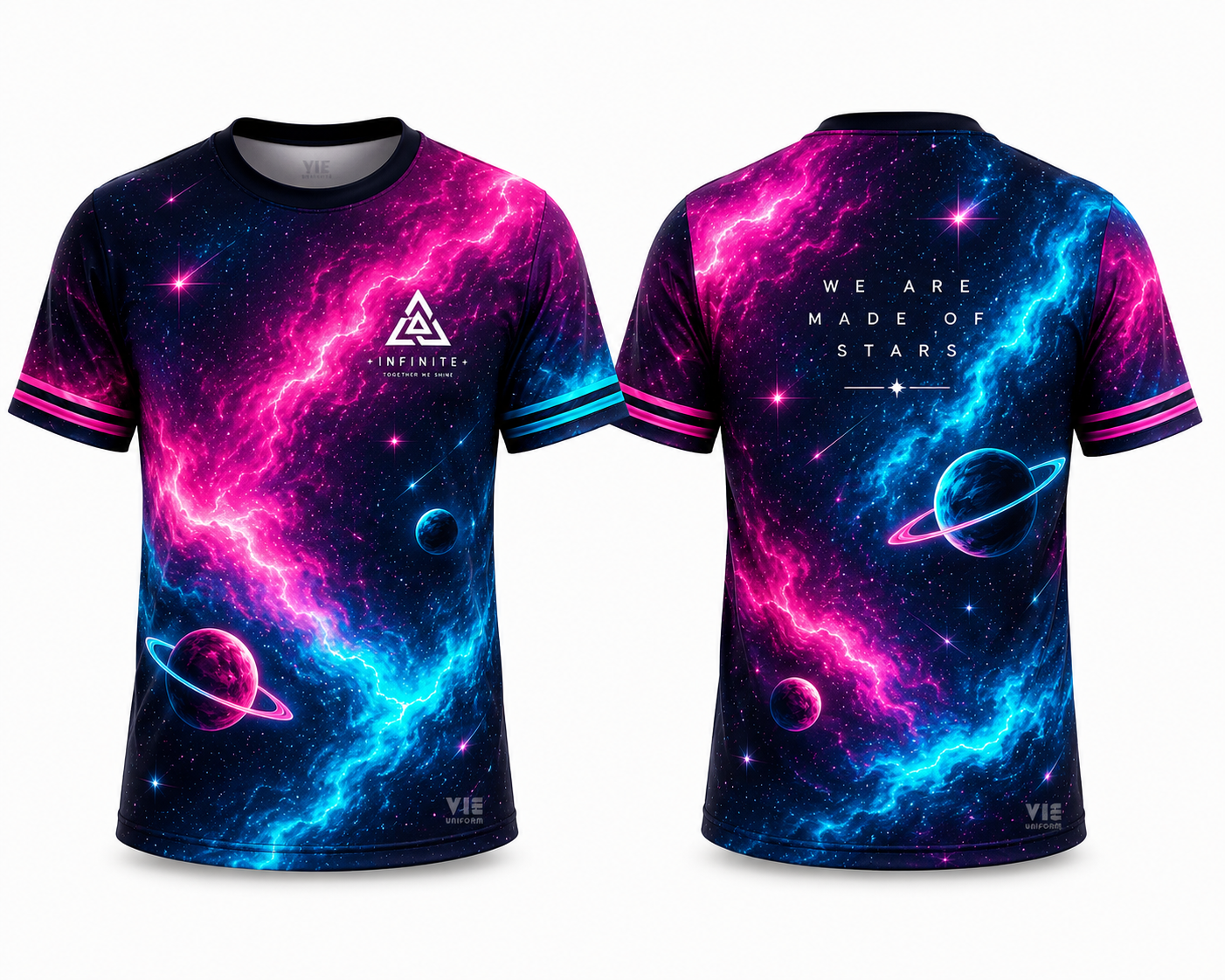Áo lớp Galaxy Hồng Hồng Neon Cyan