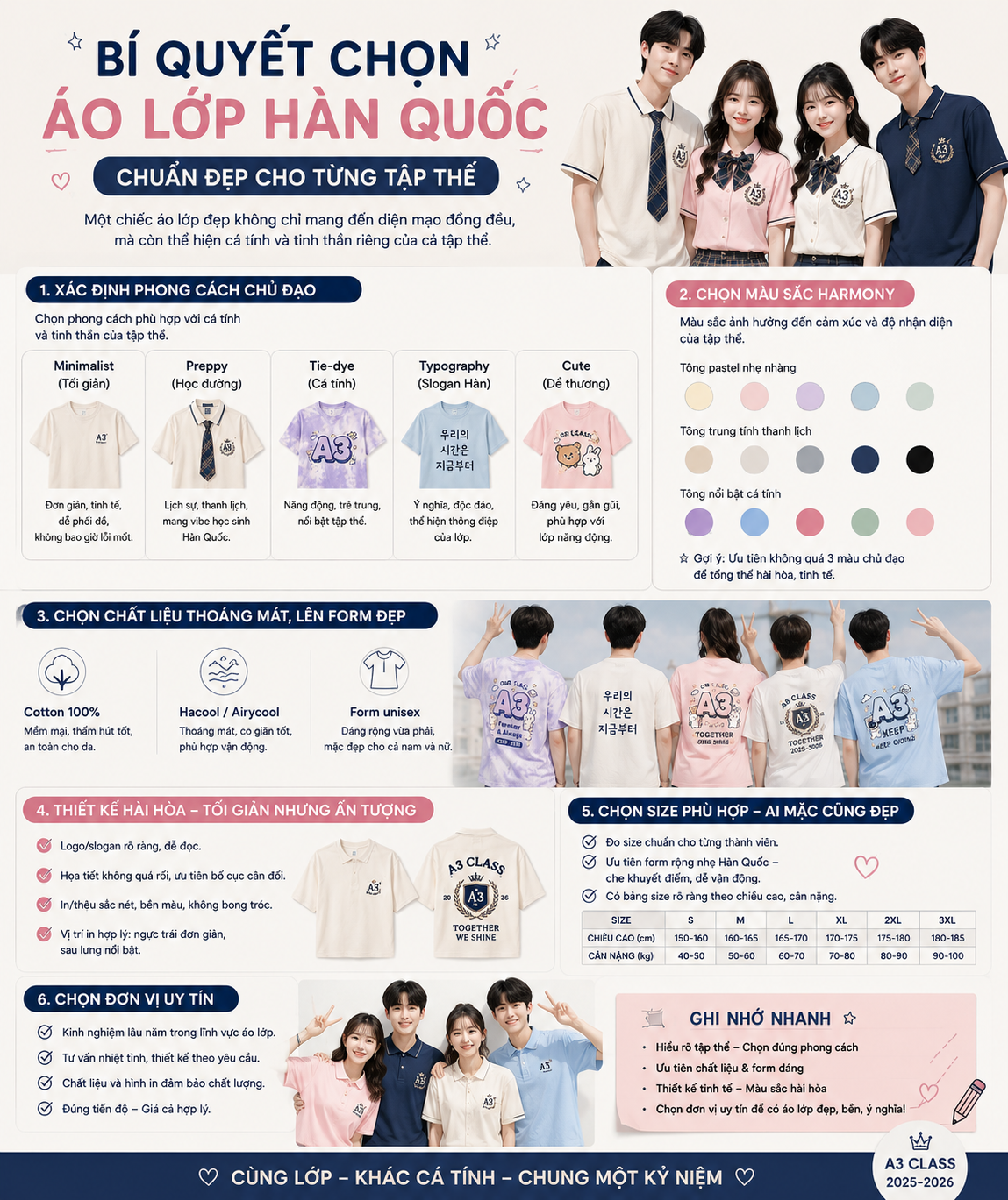 Bí quyết chọn áo lớp Hàn Quốc chuẩn đẹp cho từng tập thể