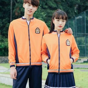 Mẫu đồng phục áo khoác gió học sinh áo màu cam