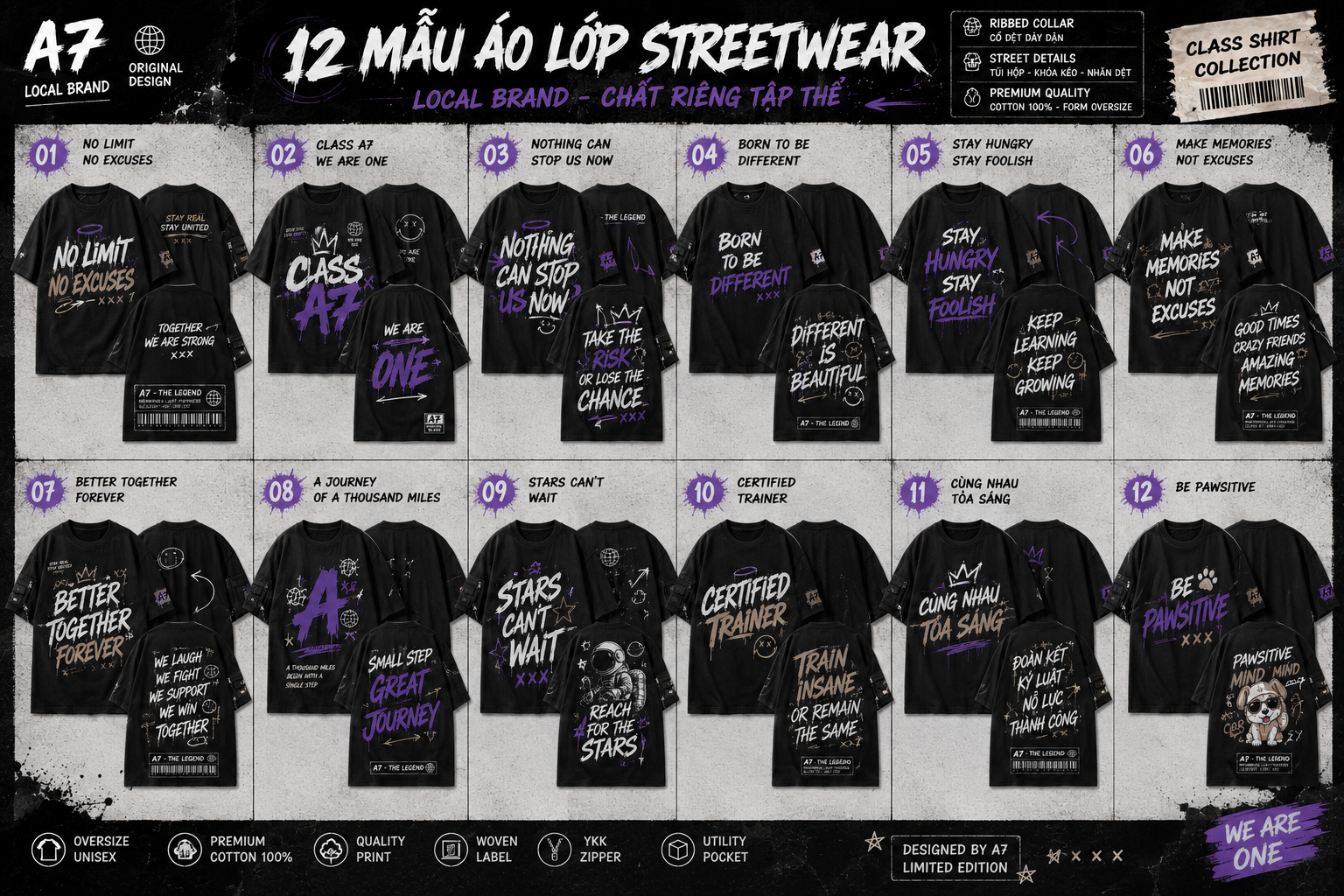 Tổng hợp các mẫu áo Áo lớp streetwear mới nhất áo cổ tròn màu đen