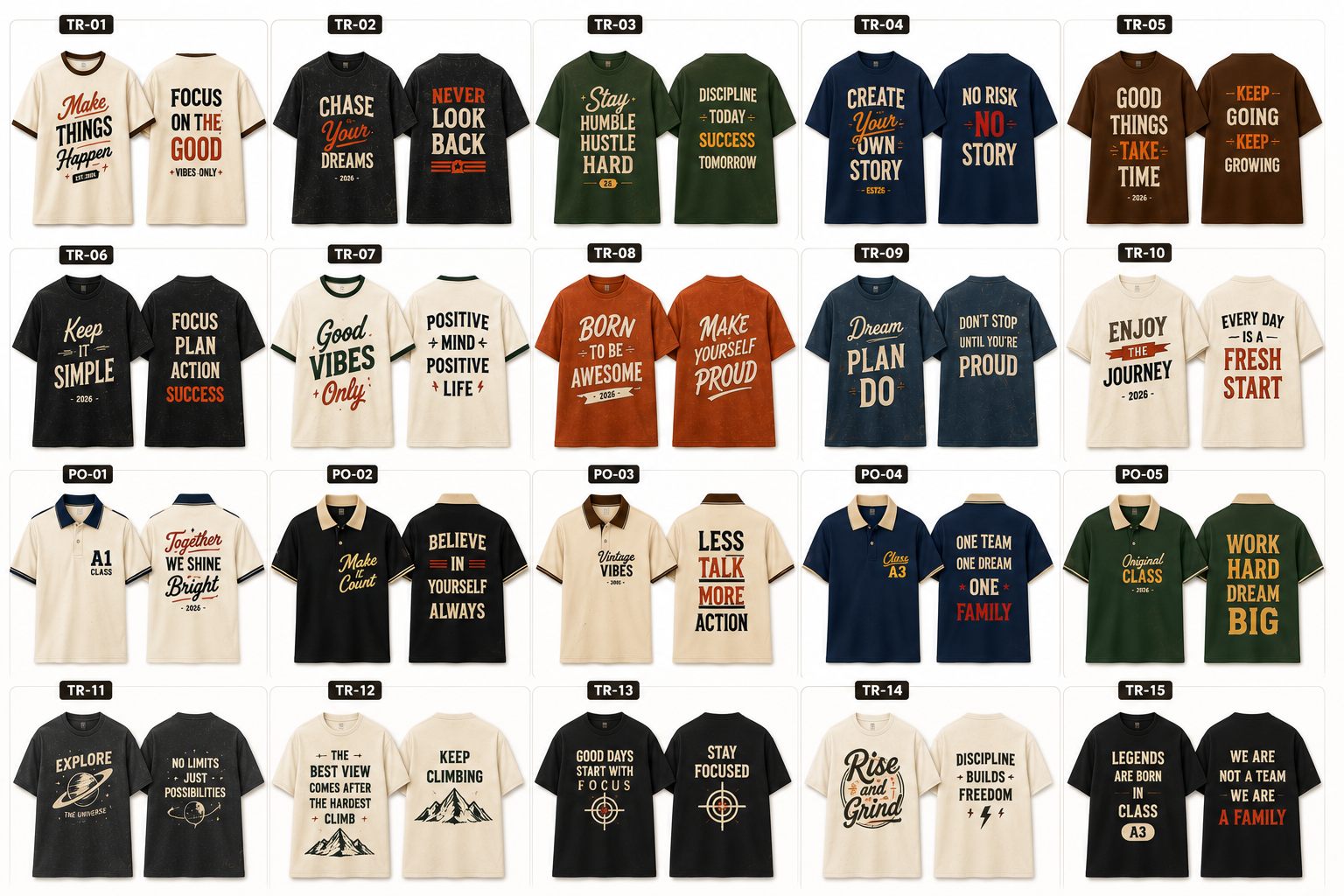 Tổng hợp các mẫu áo lớp Nghệ thuật chữ Typography phong cách Retro áo cổ tròn cổ bẻ các màu 2