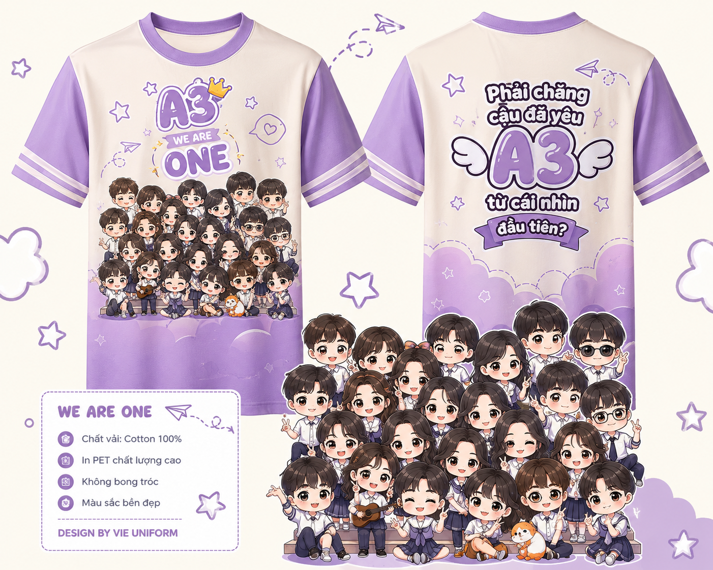 Đồng phục áo lớp chibi màu tím
