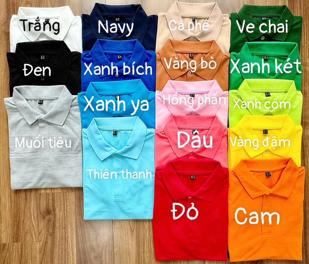 Bảng màu phôi áo thun có cổ 80% cotton - VIE Uniform