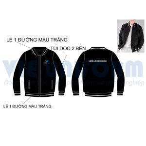 Đồng phục áo khoác gió bomber in logo DZ group màu đen