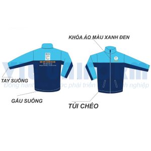 đồng phục áo khoác gió in logo BECON xanh áo màu xanh AKG17