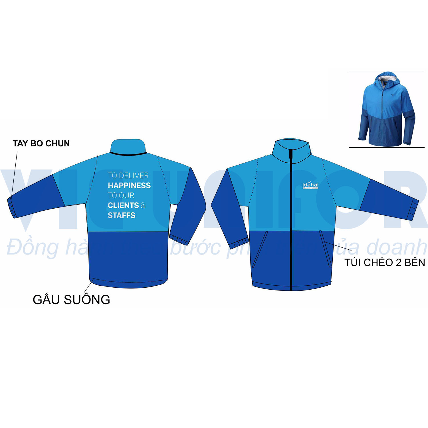 đồng phục áo khoác gió in logo Deha xanh áo màu xanh AKG19 đồng phục áo khoác gió in logo Deha xanh áo màu xanh AKG19