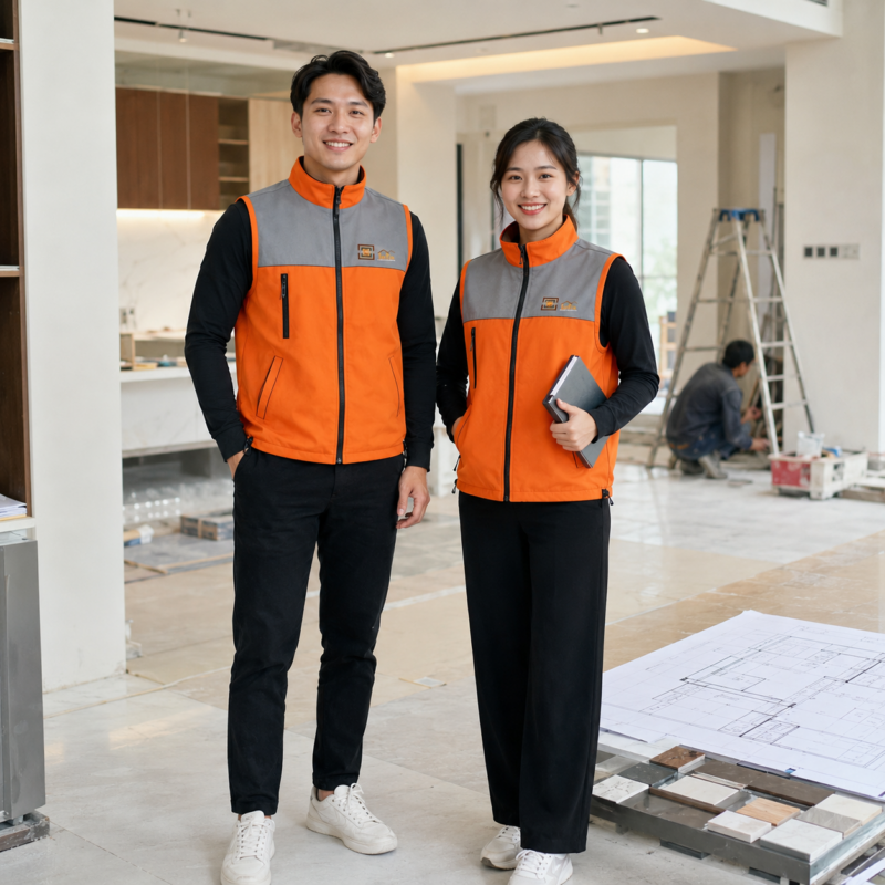 đồng phục áo khoác gió gile LIU RIU, áo cam phối ghi