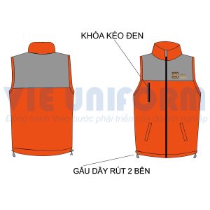 đồng phục áo khoác gió gile in logo LIU RIU, áo cam phối ghi AKG39