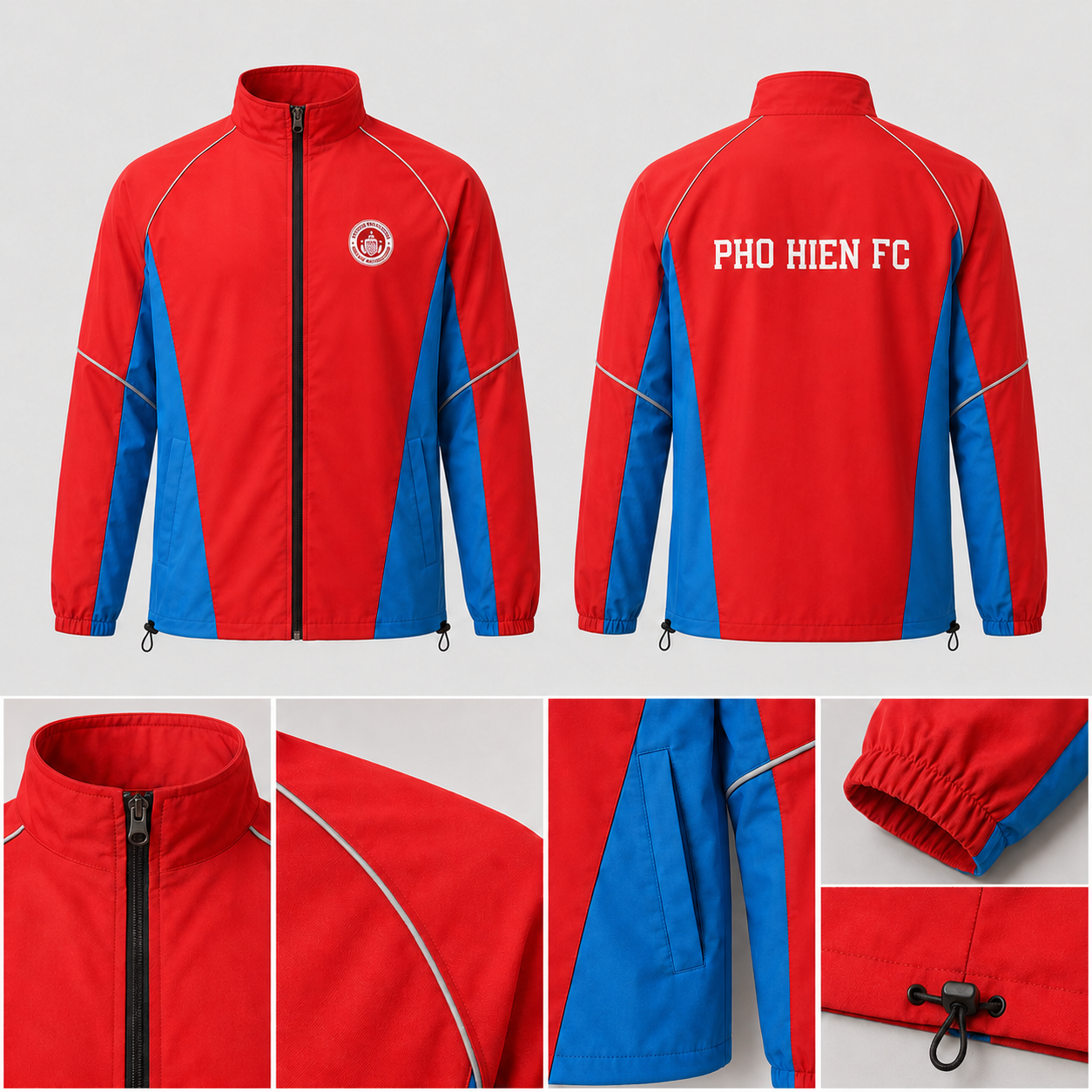 maket ao gio phố hiến FC 2 chi tiết Áo gió phố hiến FC