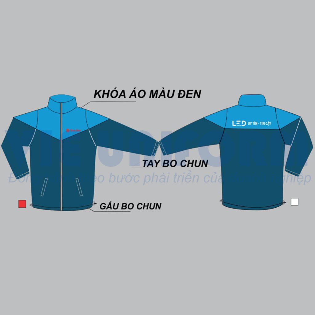 Áo khoác gió doanh nghiệp phối màu xanh