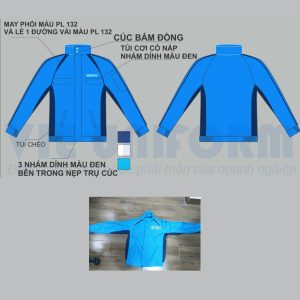 Đồng phục áo khoác gió in logo watanabe rubber màu xanh phối đen