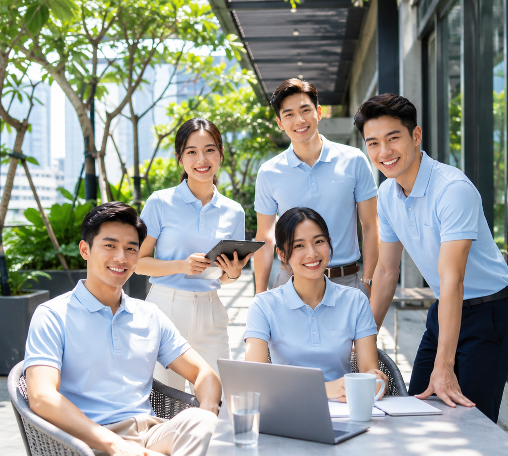 Vải thun airycool may áo doanh nghiệp
