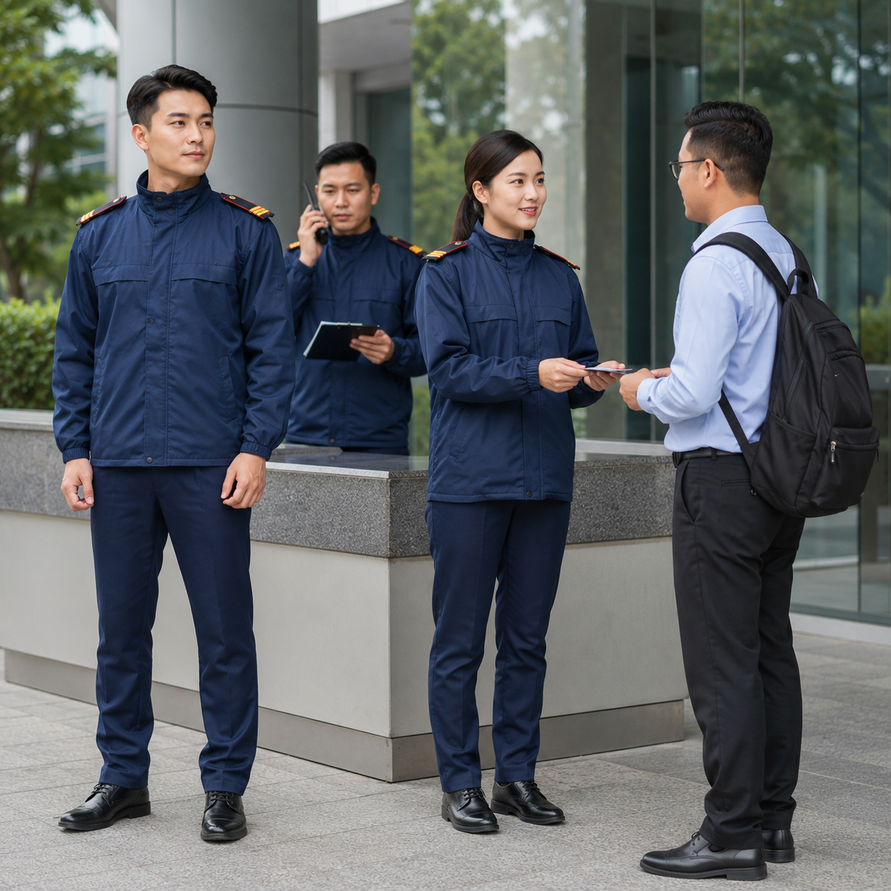1đội bảo vệ mặc Mẫu áo khoác gió đồng phục bảo vệ đội bảo vệ mặc Mẫu áo khoác gió đồng phục bảo vệ