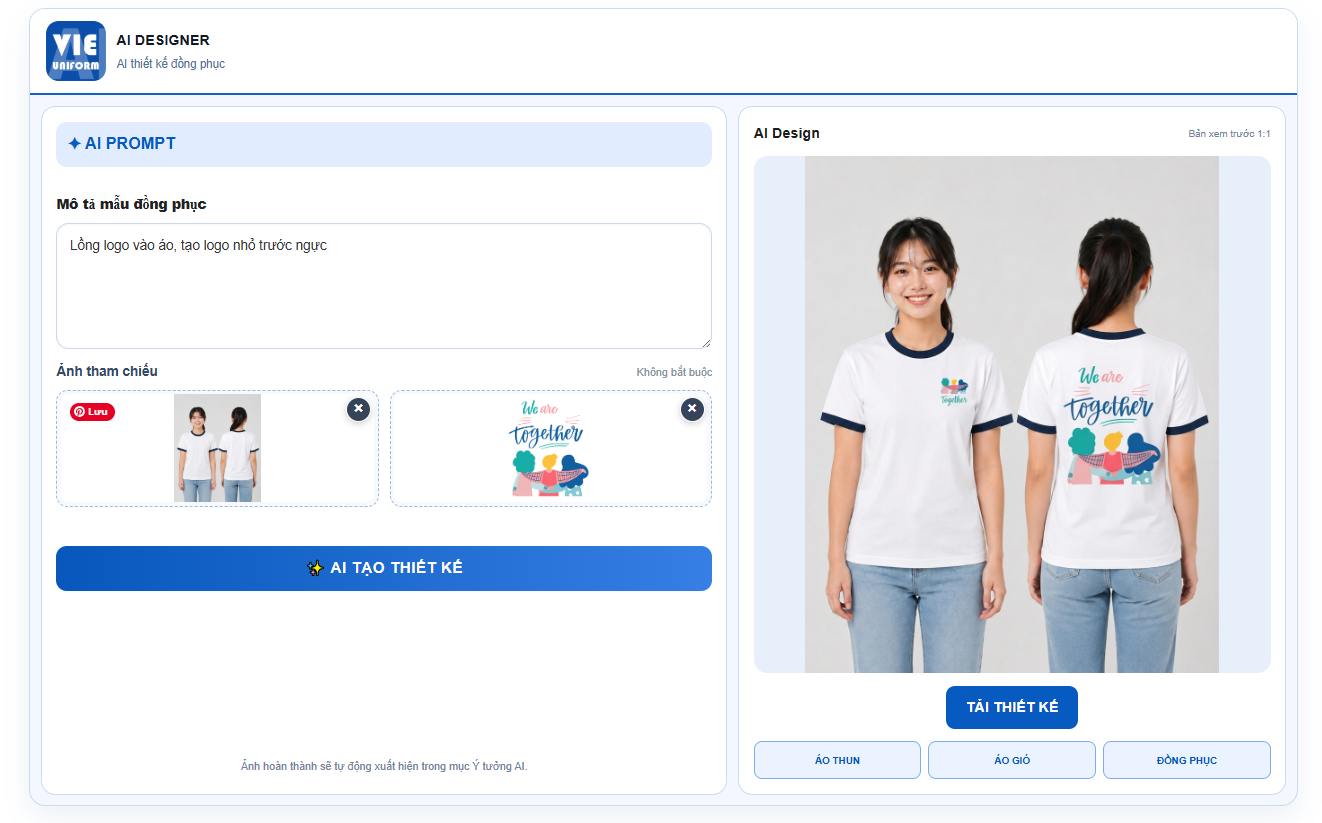 AI thiết kế đồng phục trên máy tính