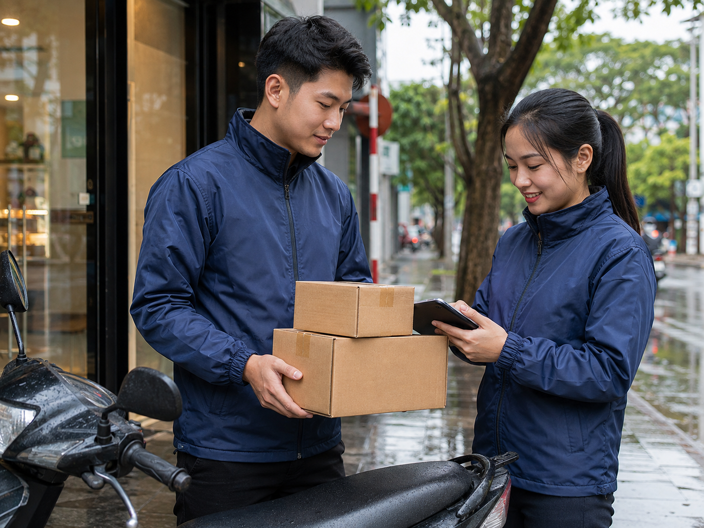 Áo khoác chống nước cho nhân viên giao nhận