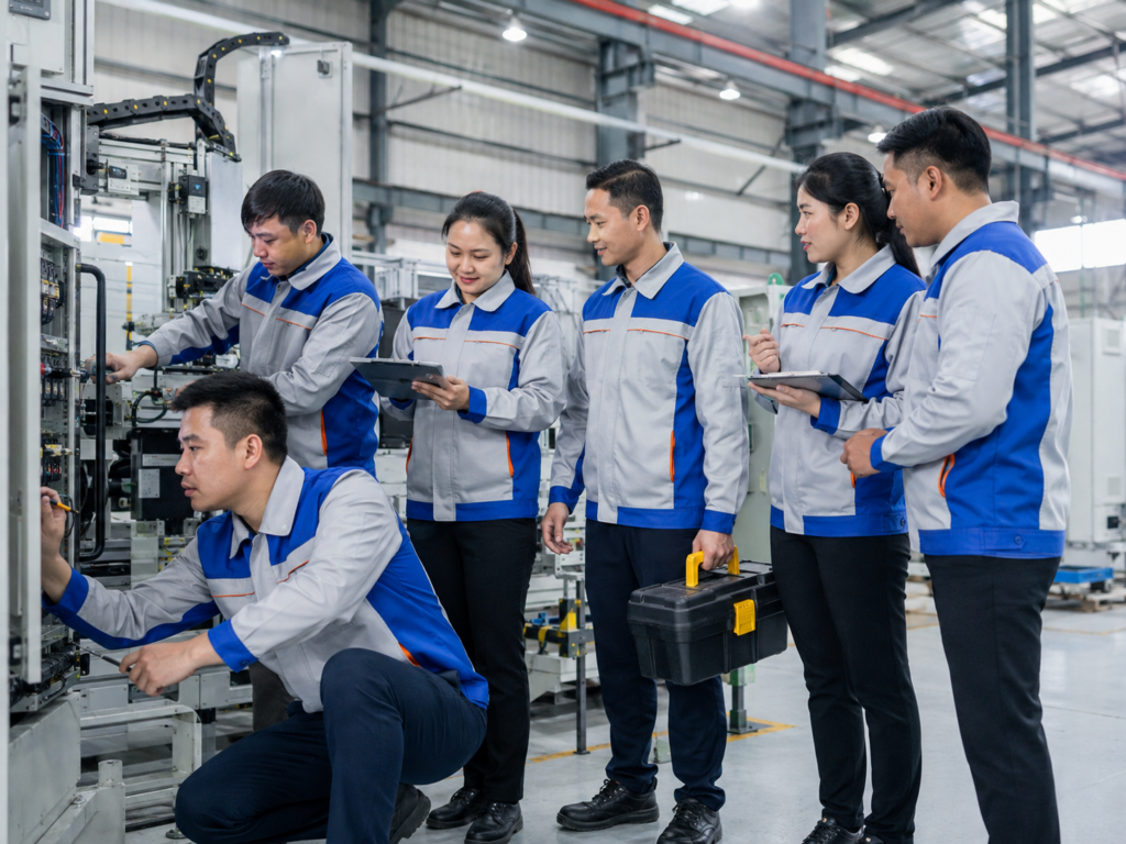 Áo khoác gió kỹ thuật viên làm việc thực tế