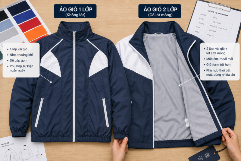 Áo khoác gió sự kiện một lớp hai lớp