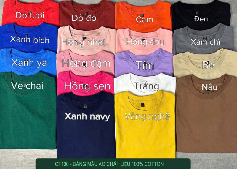 Bảng màu áo cổ tròn có sẵn