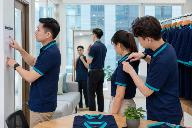 Bảng size may đồng phục công ty