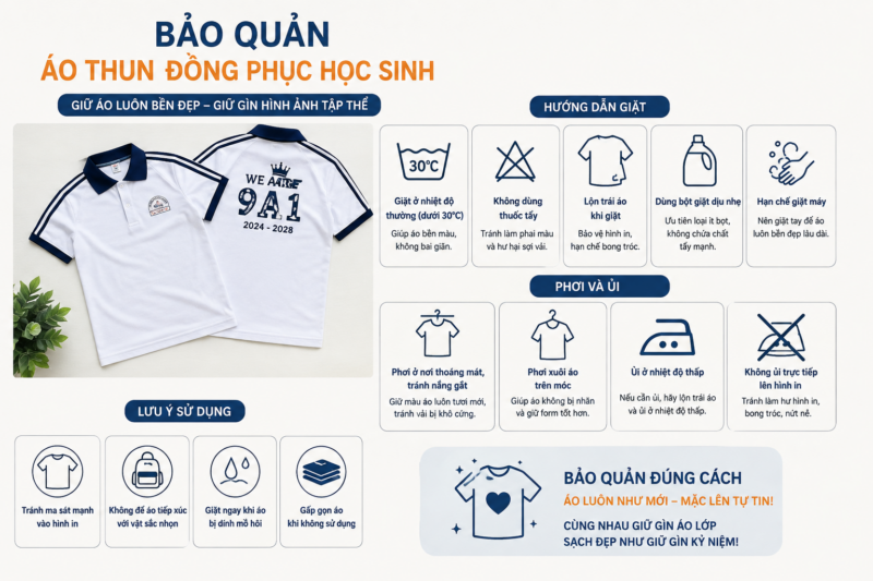 Bảo quản áo thun đồng phục học sinh