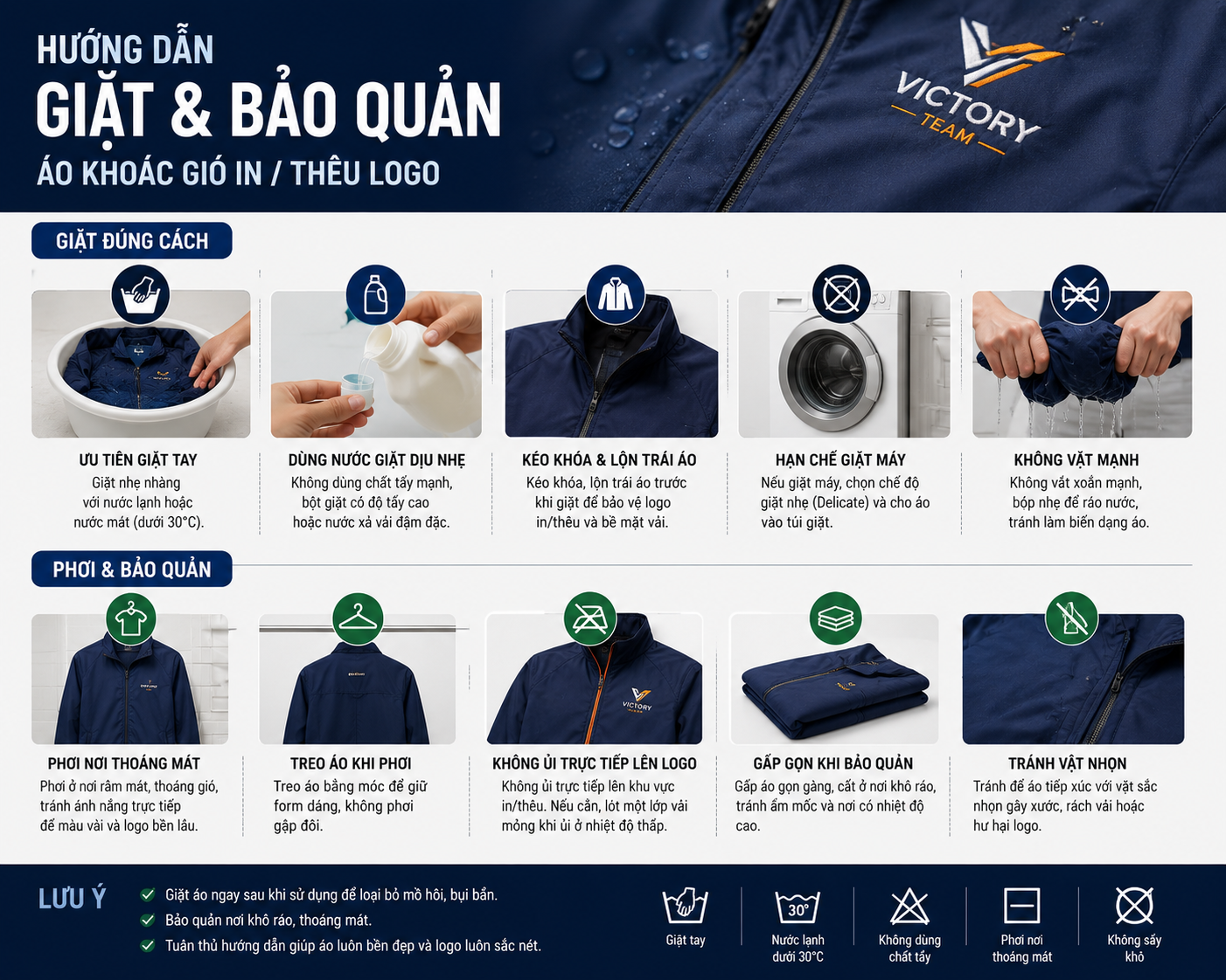 Bảo quản đồng phục áo khoác gió có logo