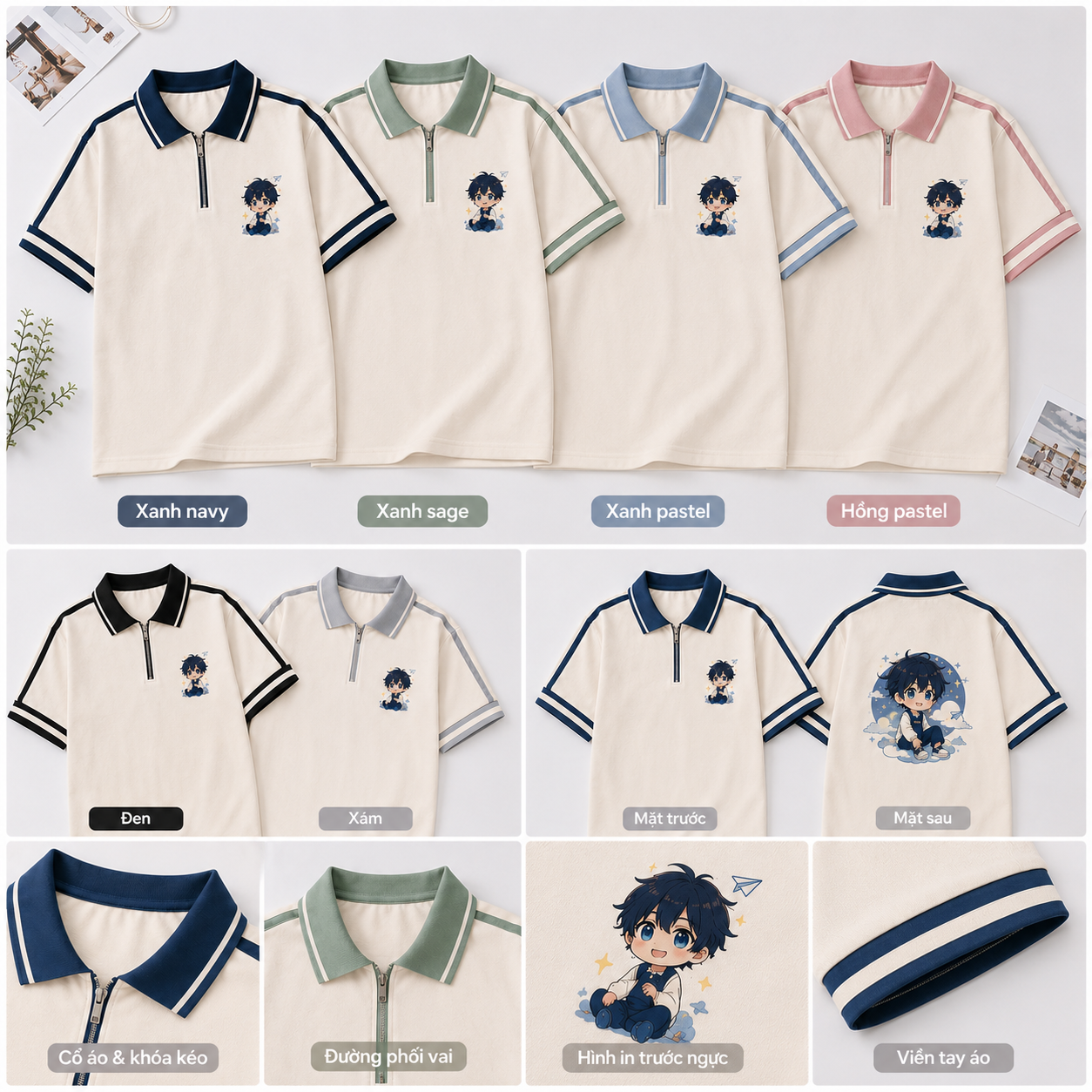Các màu mẫu áo lớp anime thiết kế theo yêu cầu Các màu mẫu áo lớp anime thiết kế theo yêu cầu