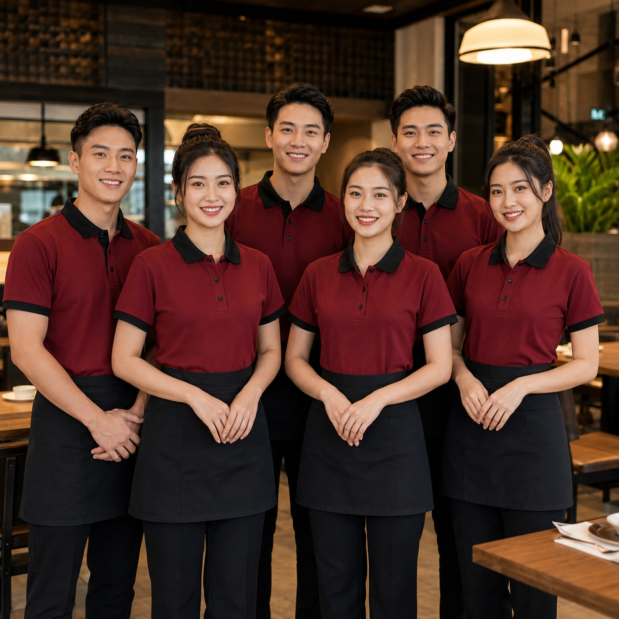 Các nhân viên mặc Mẫu áo polo đồng phục nhân viên phục vụ Các nhân viên mặc Mẫu áo polo đồng phục nhân viên phục vụ
