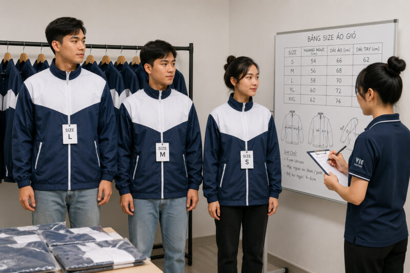 Chọn size áo khoác gió đồng phục sự kiện