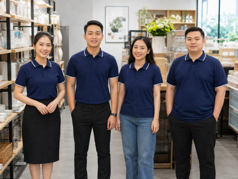 Chọn size áo thun đồng phục bán hàng