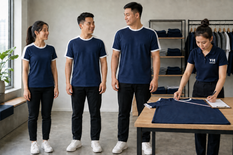 Chọn size áo thun đồng phục nhân viên