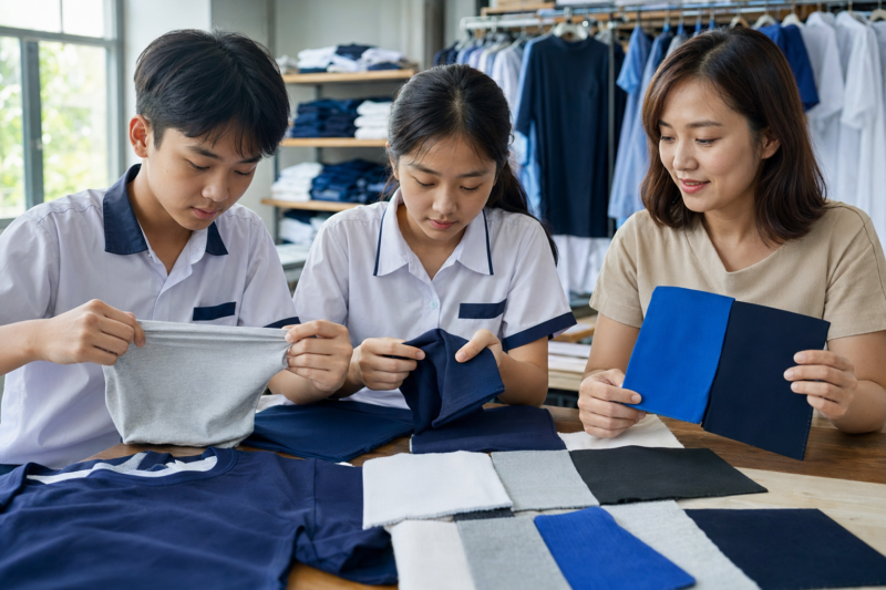 Chọn vải may áo lớp học sinh