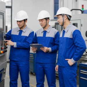 Công nhân mặc mẫu đồng phục áo khoác gió cơ khí