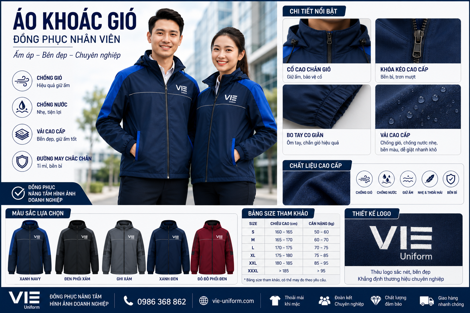 Đồng phục áo khoác gió nhân viên