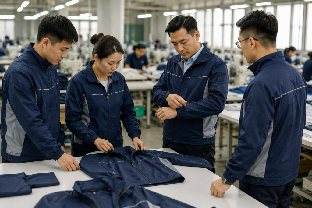 Duyệt mẫu đồng phục áo khoác gió nhà máy