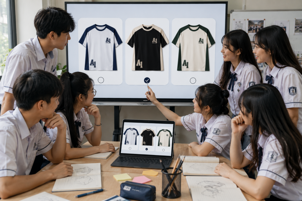 Duyệt mẫu thiết kế áo lớp