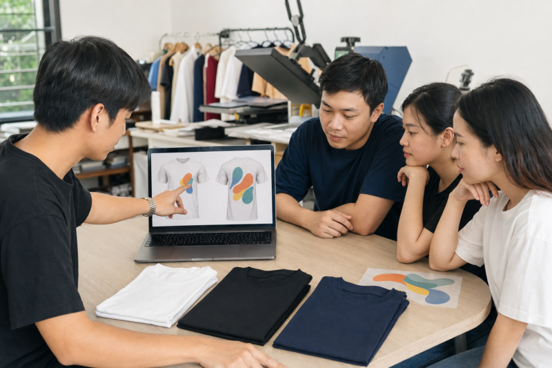 Duyệt thiết kế trước khi in áo trong ngày