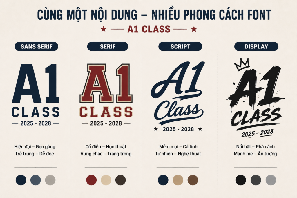 Font chữ thiết kế logo áo lớp