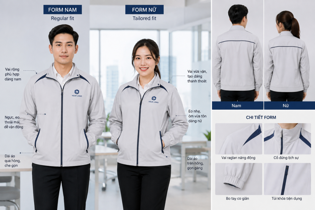 Form đồng phục áo khoác văn phòng nam nữ