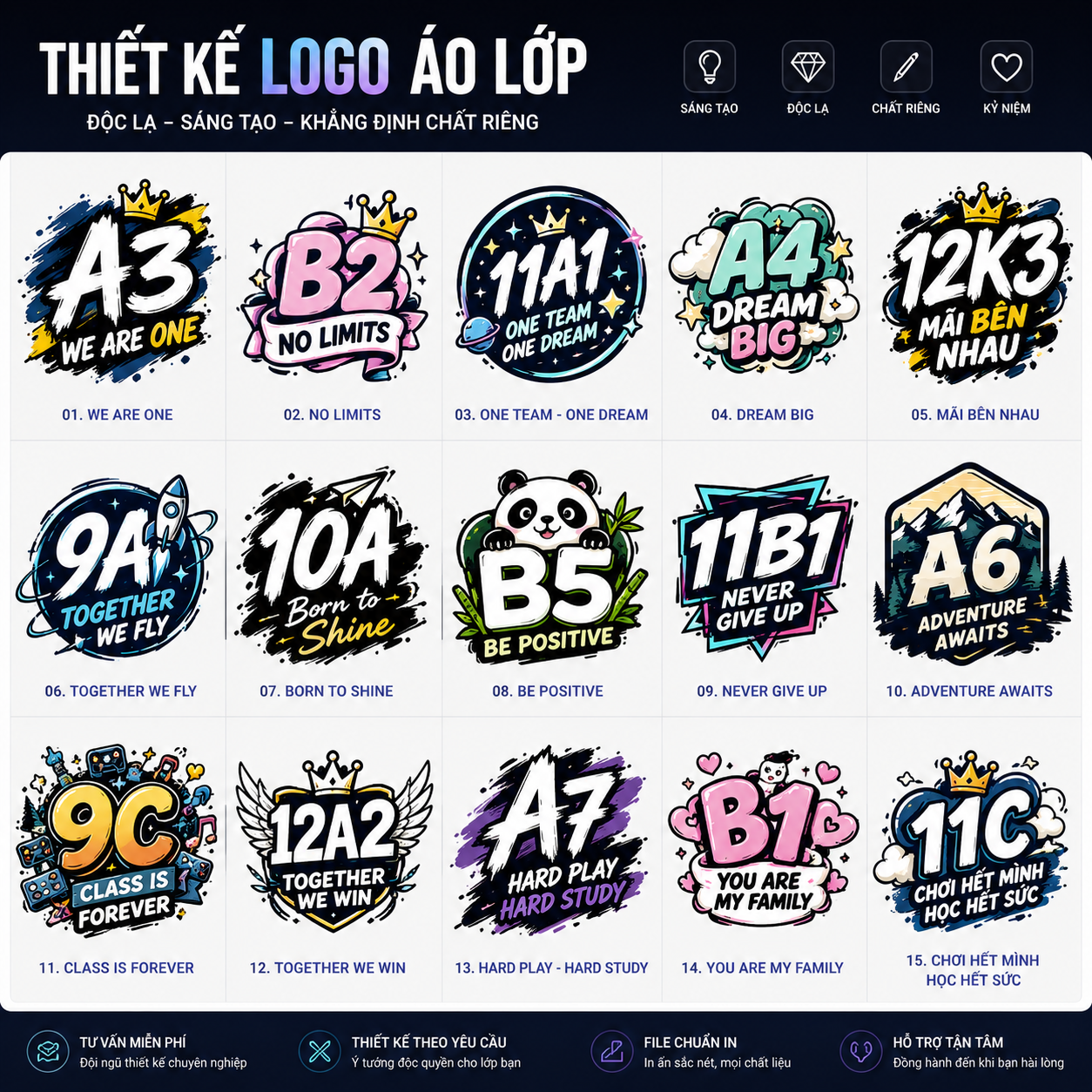 Logo áo lớp độc lạ, chuẩn gu Gen Z