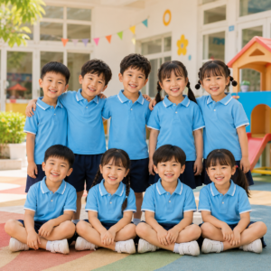Lớp mặc Mẫu áo polo đồng phục mầm non